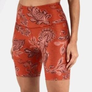 Beyond Yoga Womens Shorts Biker Pull On Paisley Boho Soft Comfortable Rust New S